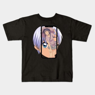 Anime Girl Cute in Phone Kids T-Shirt